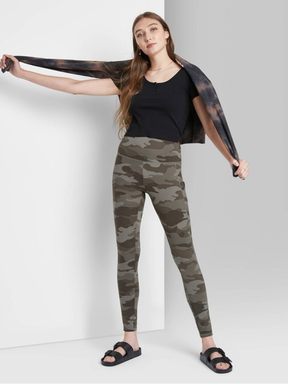 Camo High-Waist Leggings - Gray Camo